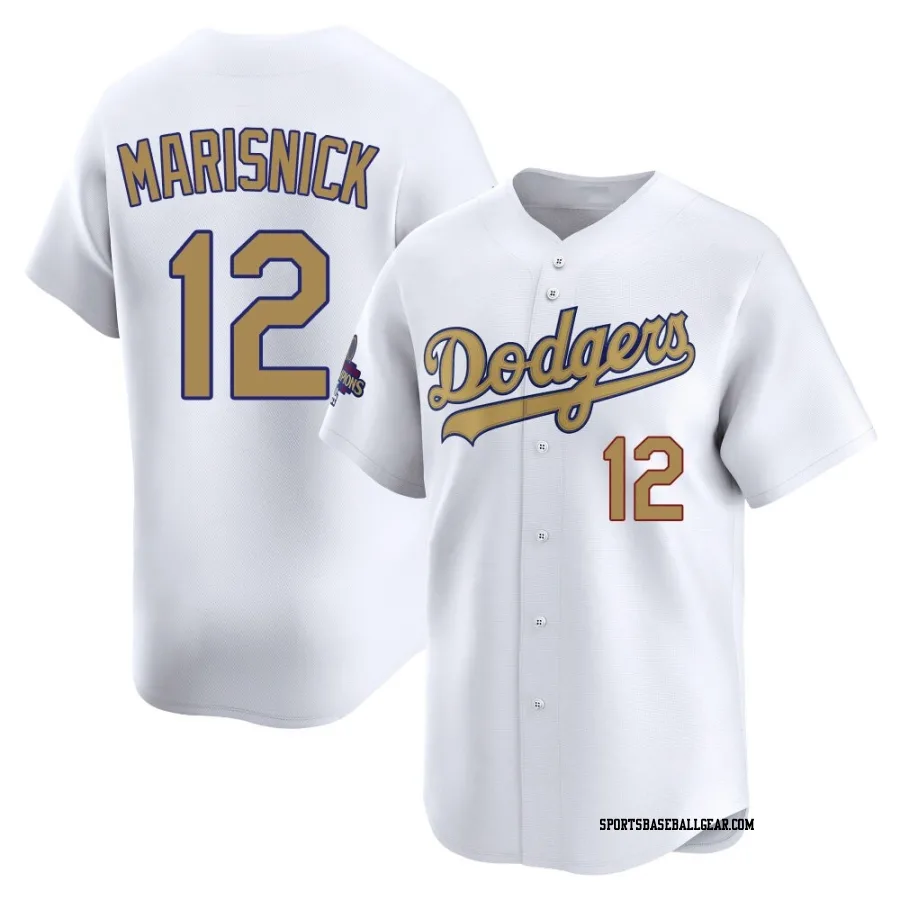 Jake Marisnick Men's Los Angeles Dodgers Gold Limited White 2025 Collection Jersey