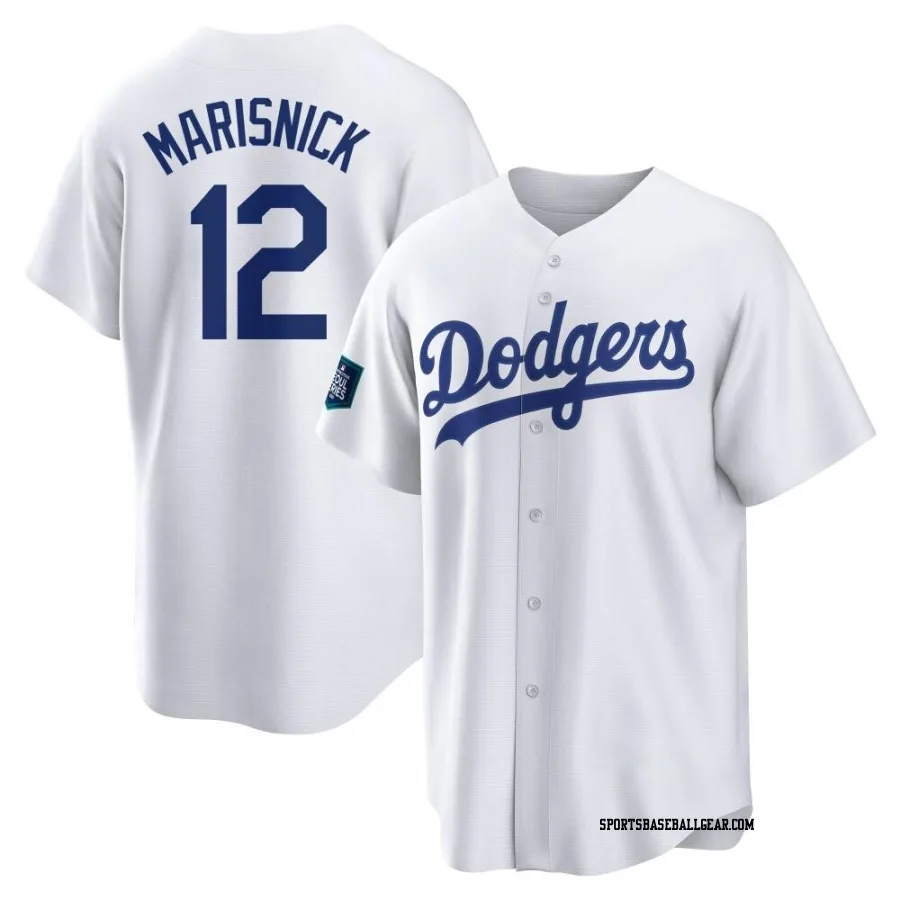 Jake Marisnick Men's Los Angeles Dodgers White Replica 2024 World Tour Seoul Series Home Jersey