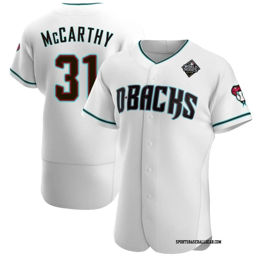 Jake McCarthy Men's Arizona Diamondbacks White Authentic Teal Alternate 2023 World Series Jersey