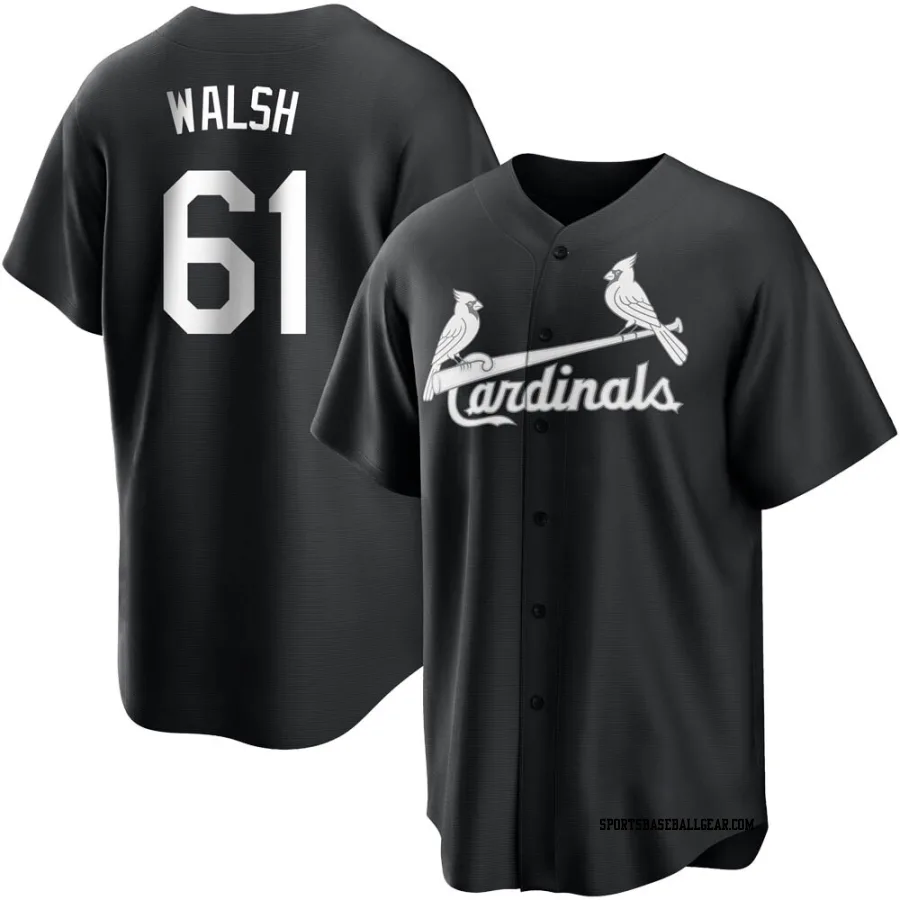 Jake Walsh Men's St. Louis Cardinals Black/White Replica Jersey