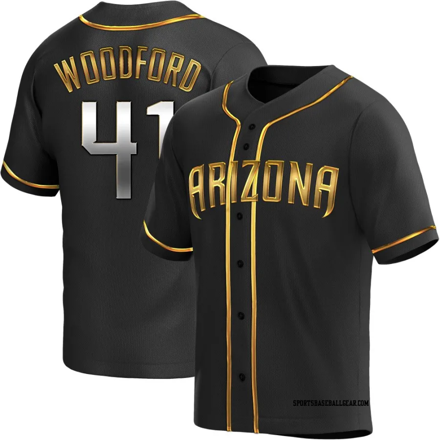 Jake Woodford Men's Arizona Diamondbacks Black Golden Replica Alternate Jersey