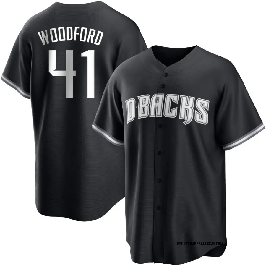 Jake Woodford Men's Arizona Diamondbacks Black/White Replica Jersey
