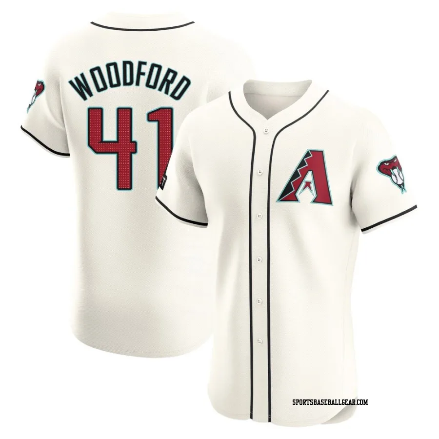Jake Woodford Men's Arizona Diamondbacks Cream Elite Home Patch Jersey