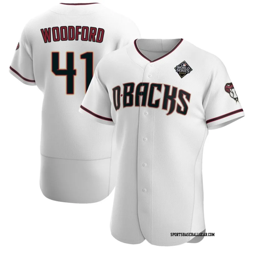 Jake Woodford Men's Arizona Diamondbacks White Authentic Crimson Home 2023 World Series Jersey