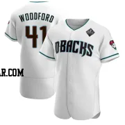 Jake Woodford Men's Arizona Diamondbacks White Authentic Teal Alternate 2023 World Series Jersey