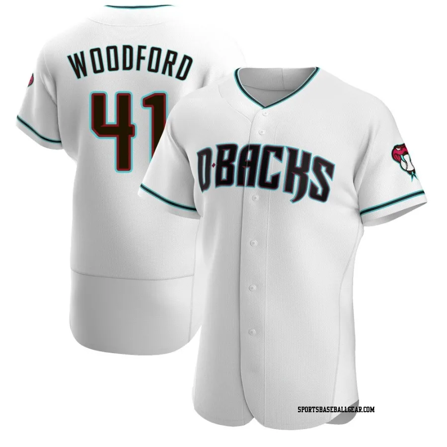 Jake Woodford Men's Arizona Diamondbacks White/Teal Authentic Alternate Jersey