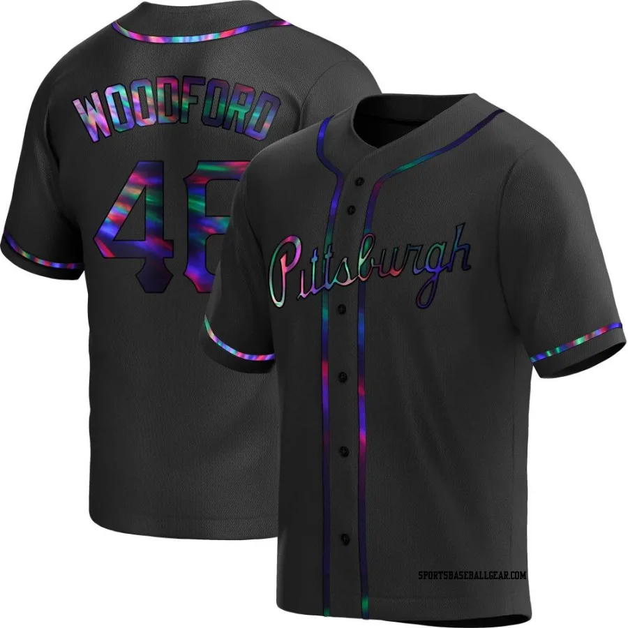 Jake Woodford Men's Pittsburgh Pirates Black Holographic Replica Alternate Jersey