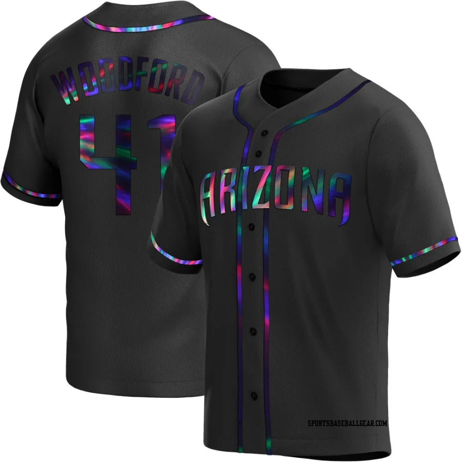 Jake Woodford Youth Arizona Diamondbacks Black Holographic Replica Alternate Jersey