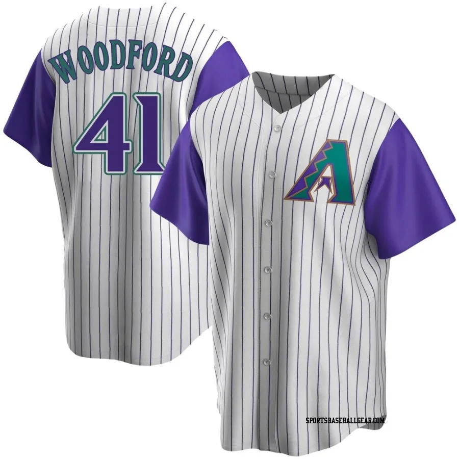 Jake Woodford Youth Arizona Diamondbacks Cream/Purple Replica Alternate Cooperstown Collection Jersey
