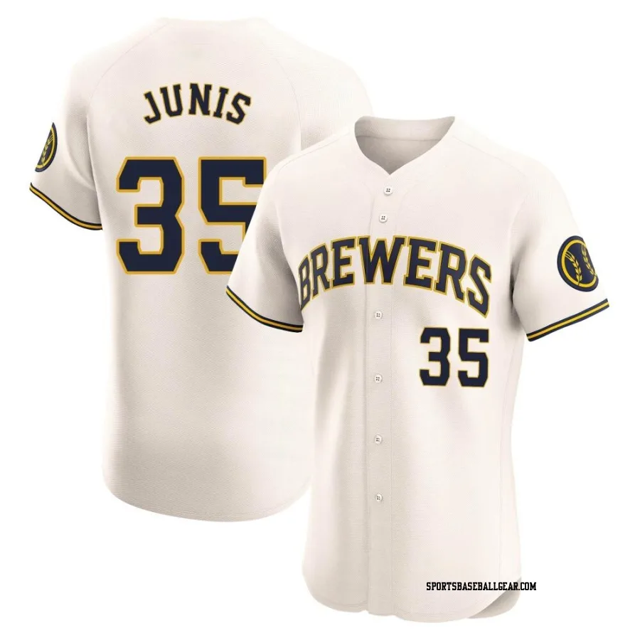 Jakob Junis Men's Milwaukee Brewers Cream Elite Home Jersey