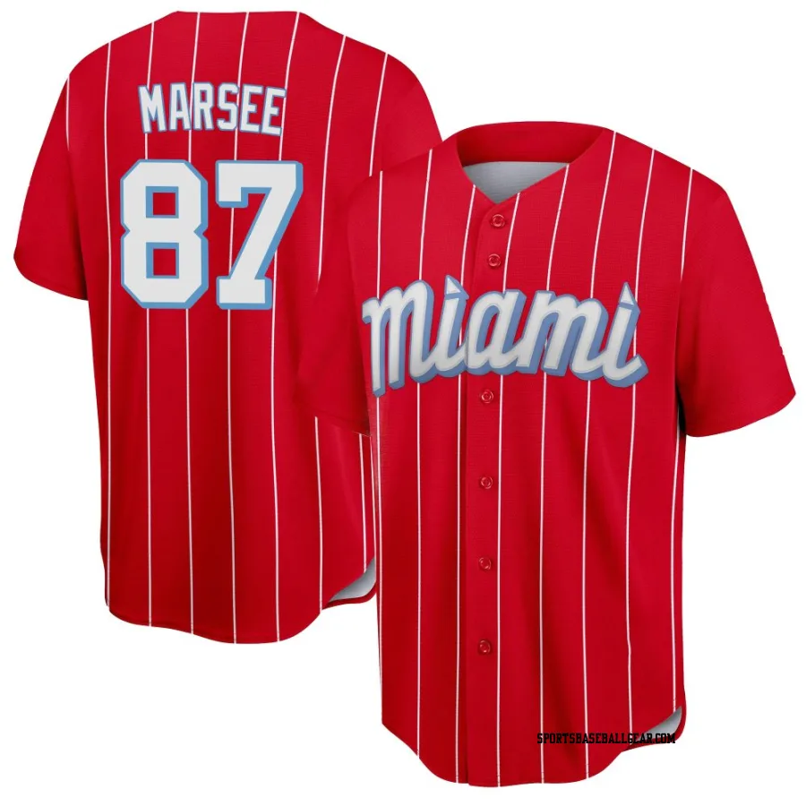 Jakob Marsee Men's Miami Marlins Red Replica 2021 City Connect Jersey
