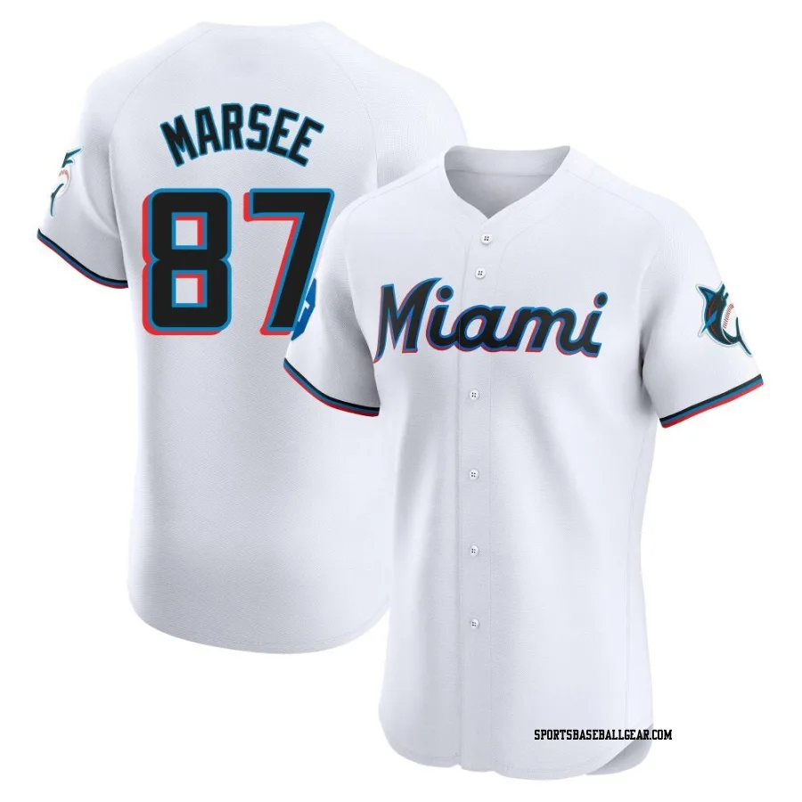Jakob Marsee Men's Miami Marlins White Elite Home Patch Jersey