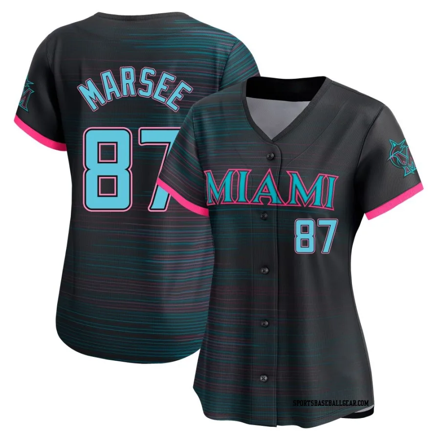 Jakob Marsee Women's Miami Marlins Black Limited 2025 City Connect Jersey