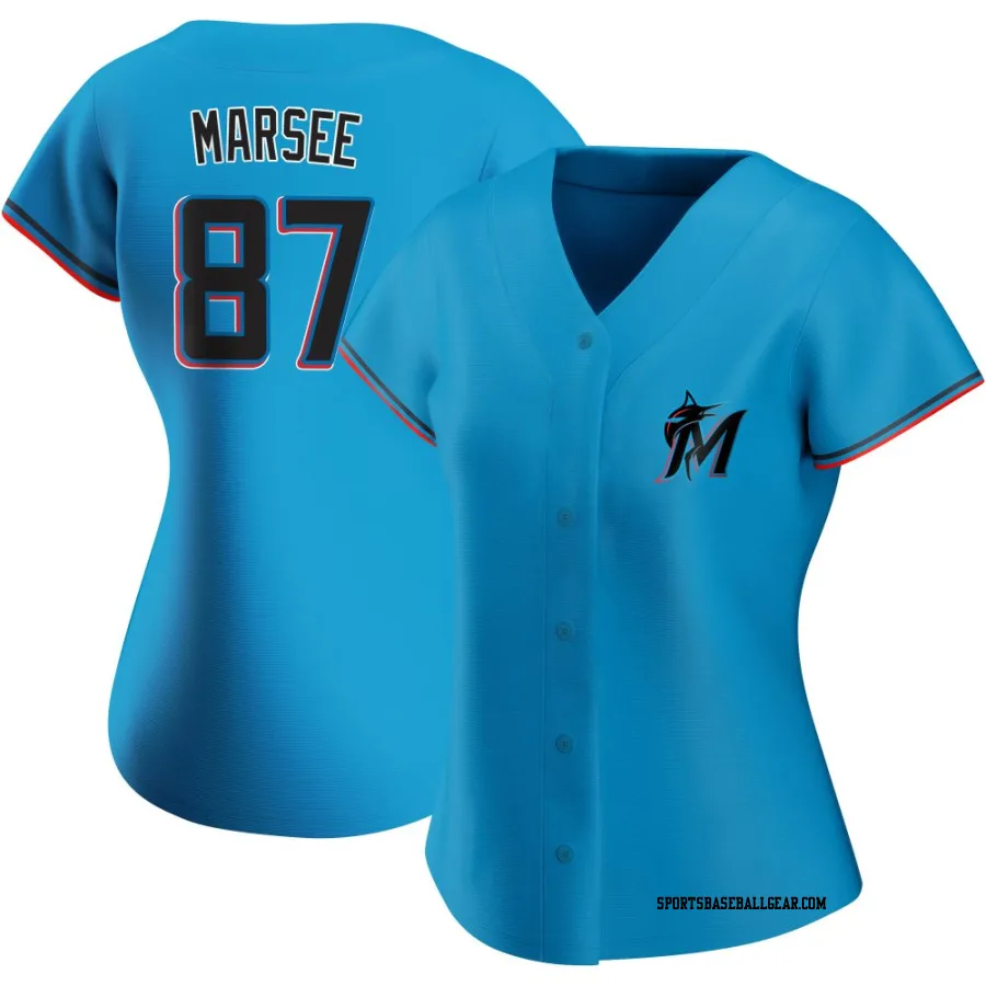 Jakob Marsee Women's Miami Marlins Blue Replica Alternate Jersey