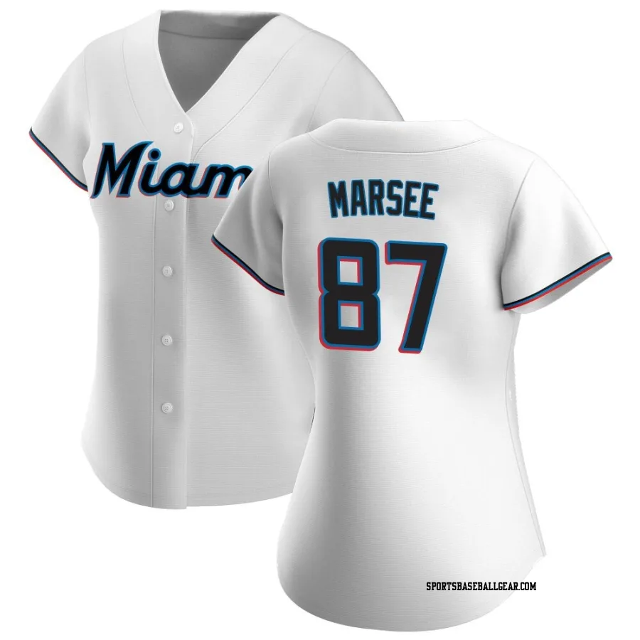 Jakob Marsee Women's Miami Marlins White Authentic Home Jersey
