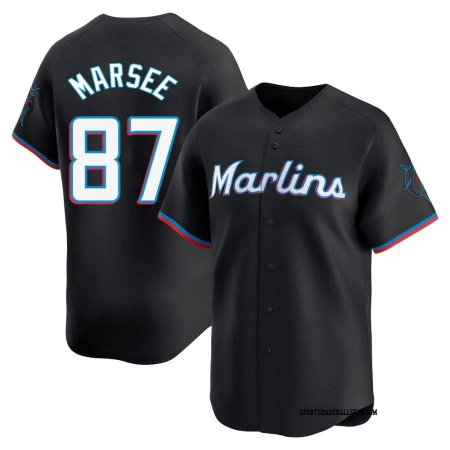 Jakob Marsee Youth Miami Marlins Black Limited Alternate Jersey