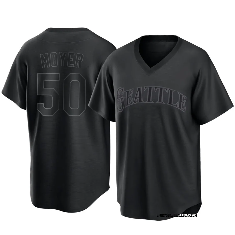 Jamie Moyer Men's Seattle Mariners Black Replica Pitch Fashion Jersey