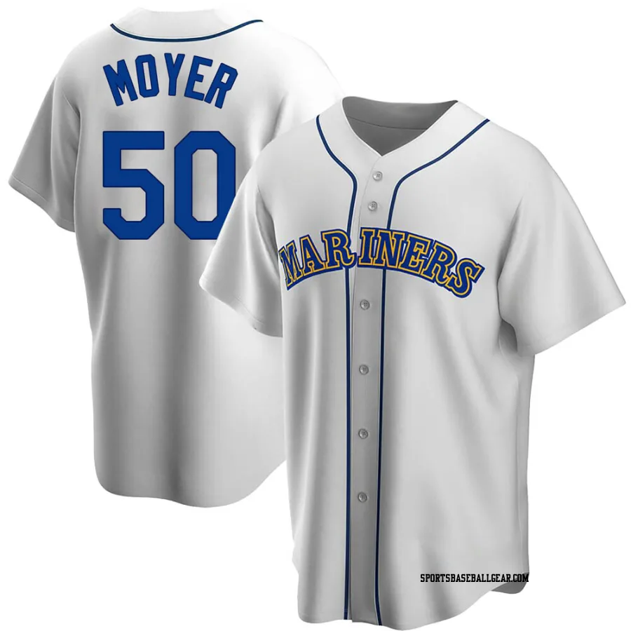 Jamie Moyer Men's Seattle Mariners White Replica Home Cooperstown Collection Jersey