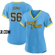 Janson Junk Women's Milwaukee Brewers Blue Authentic Powder 2022 City Connect Jersey