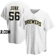 Janson Junk Youth Milwaukee Brewers White Replica Home Jersey