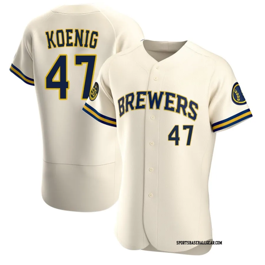 Jared Koenig Men's Milwaukee Brewers Cream Authentic Home Jersey