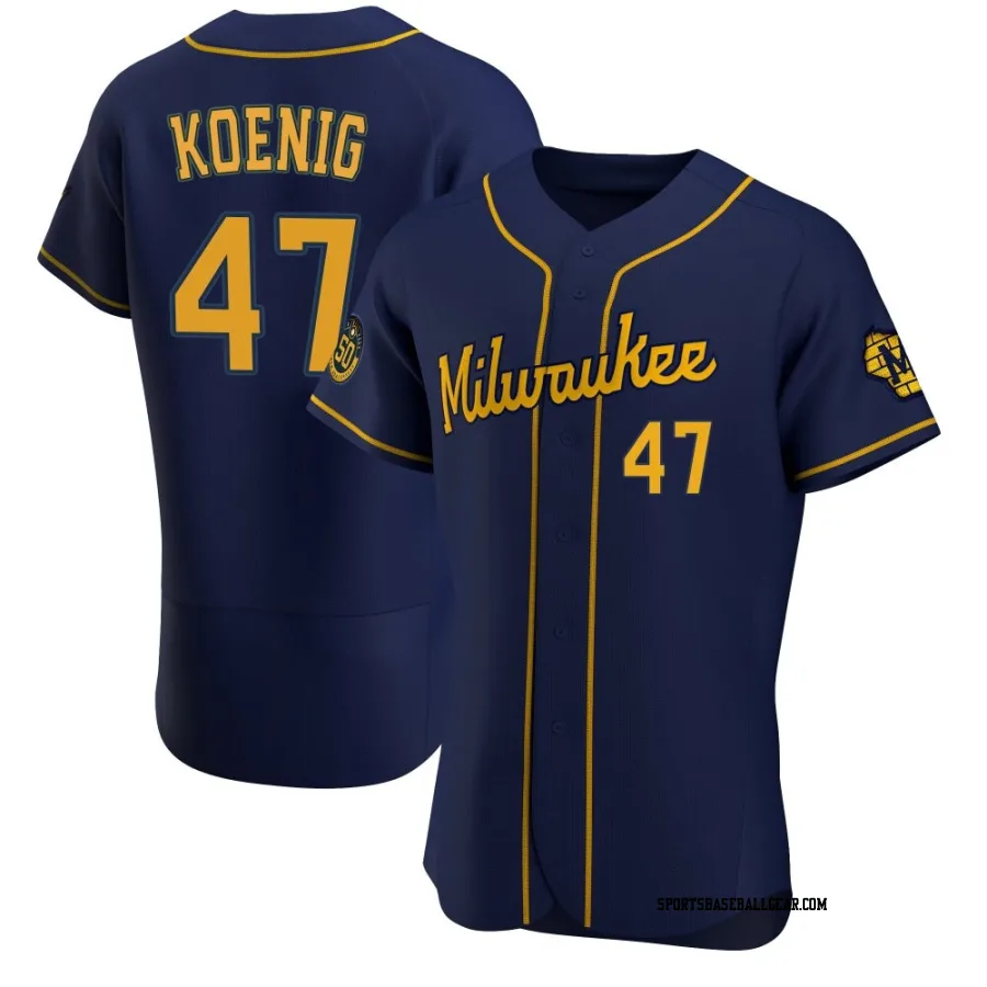 Jared Koenig Men's Milwaukee Brewers Navy Authentic Alternate Jersey