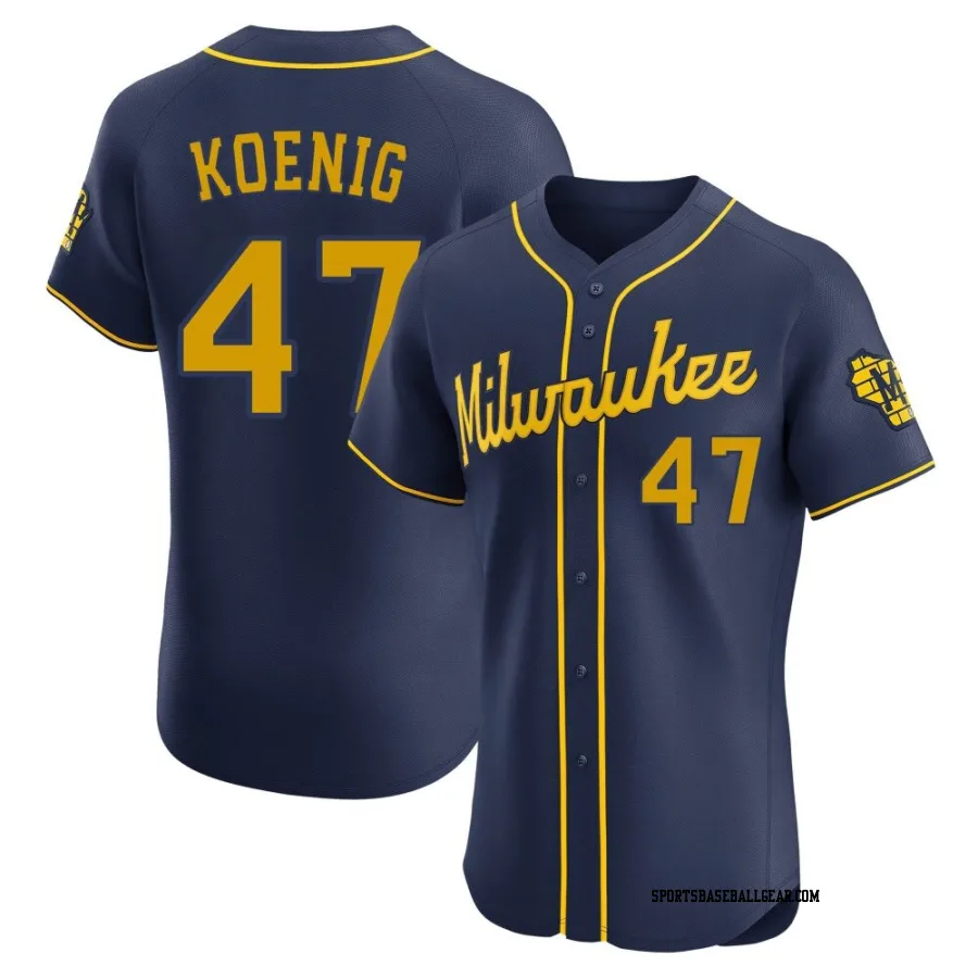 Jared Koenig Men's Milwaukee Brewers Navy Elite Alternate Jersey