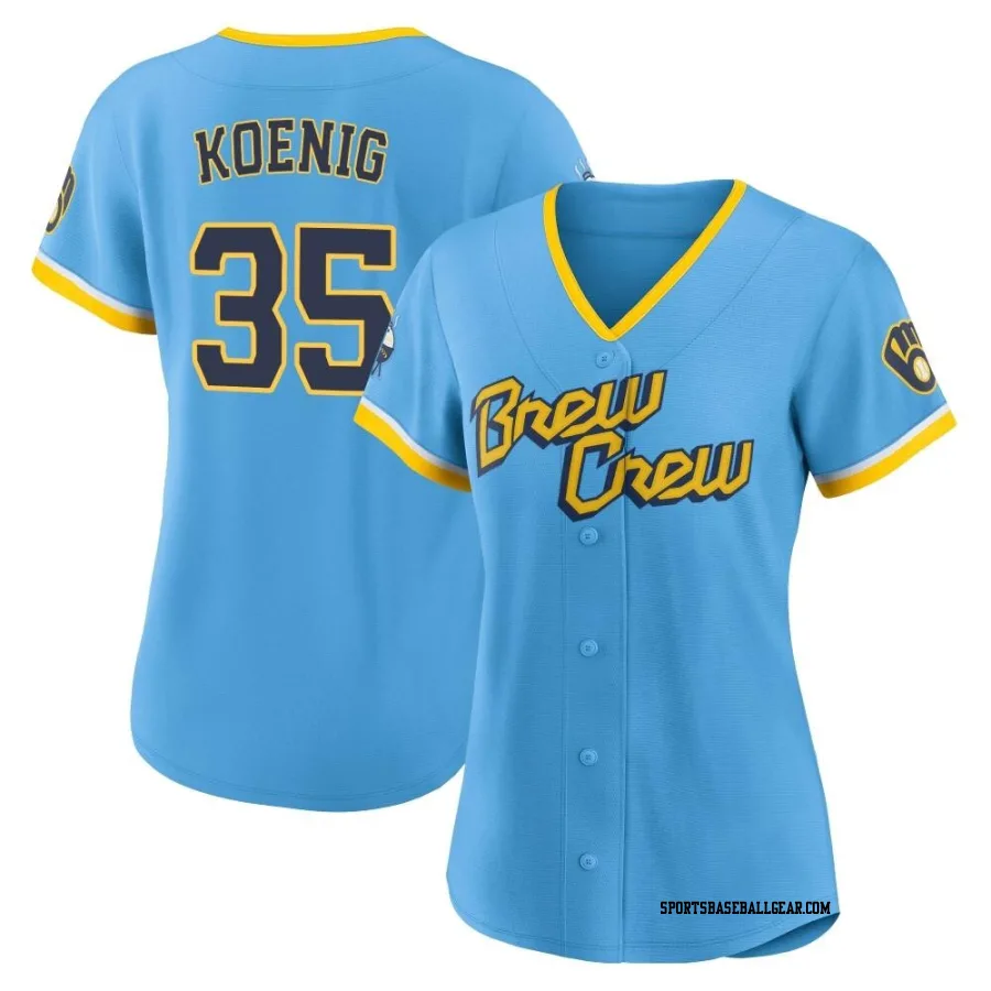Jared Koenig Women's Milwaukee Brewers Blue Replica Powder 2022 City Connect Jersey