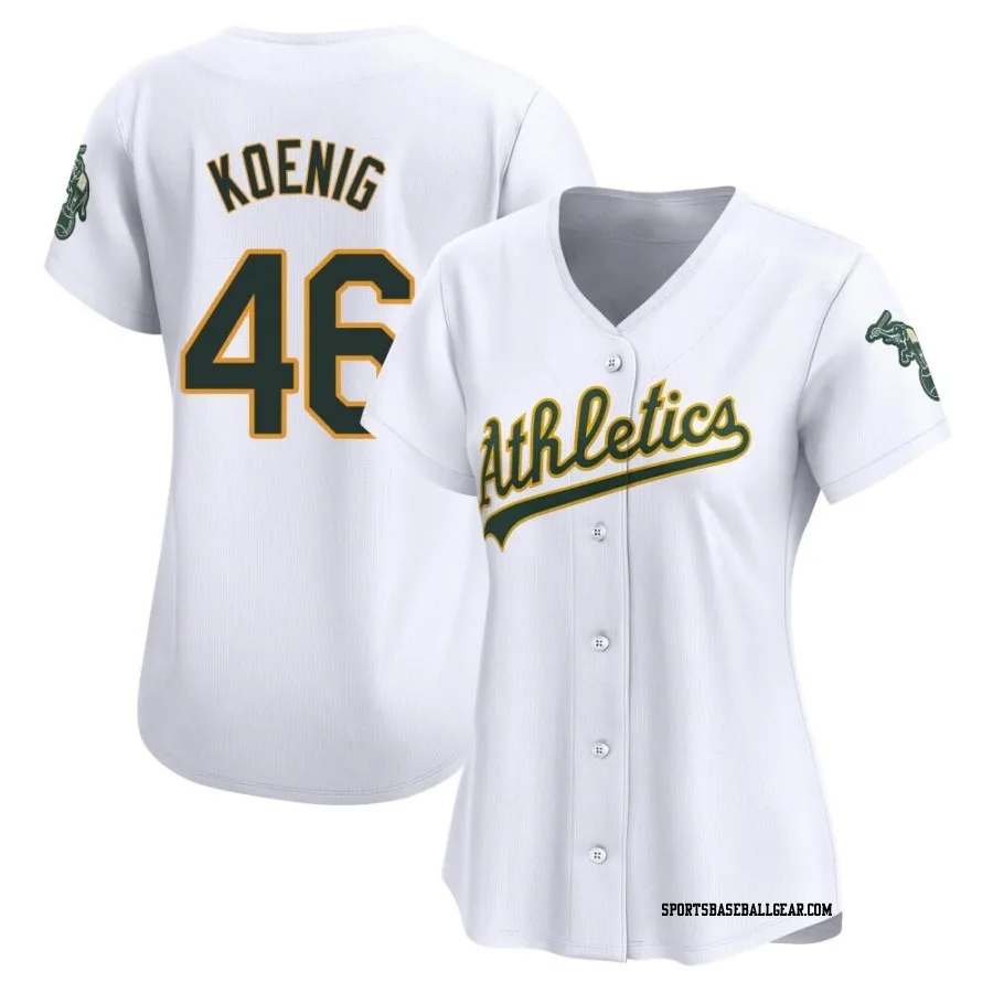 Jared Koenig Women's Oakland Athletics White Limited Home Jersey
