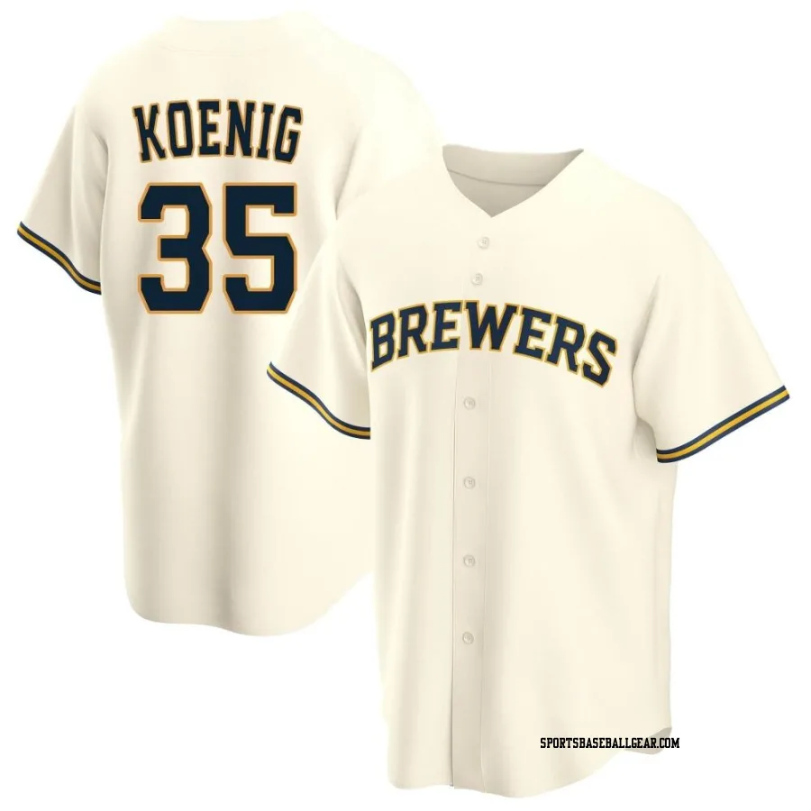Jared Koenig Youth Milwaukee Brewers Cream Replica Home Jersey