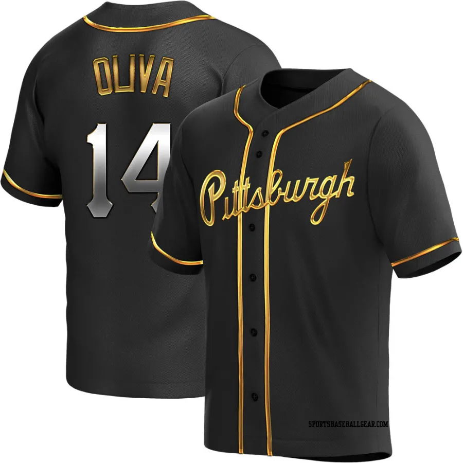 Jared Oliva Youth Pittsburgh Pirates Black Golden Replica Alternate Jersey
