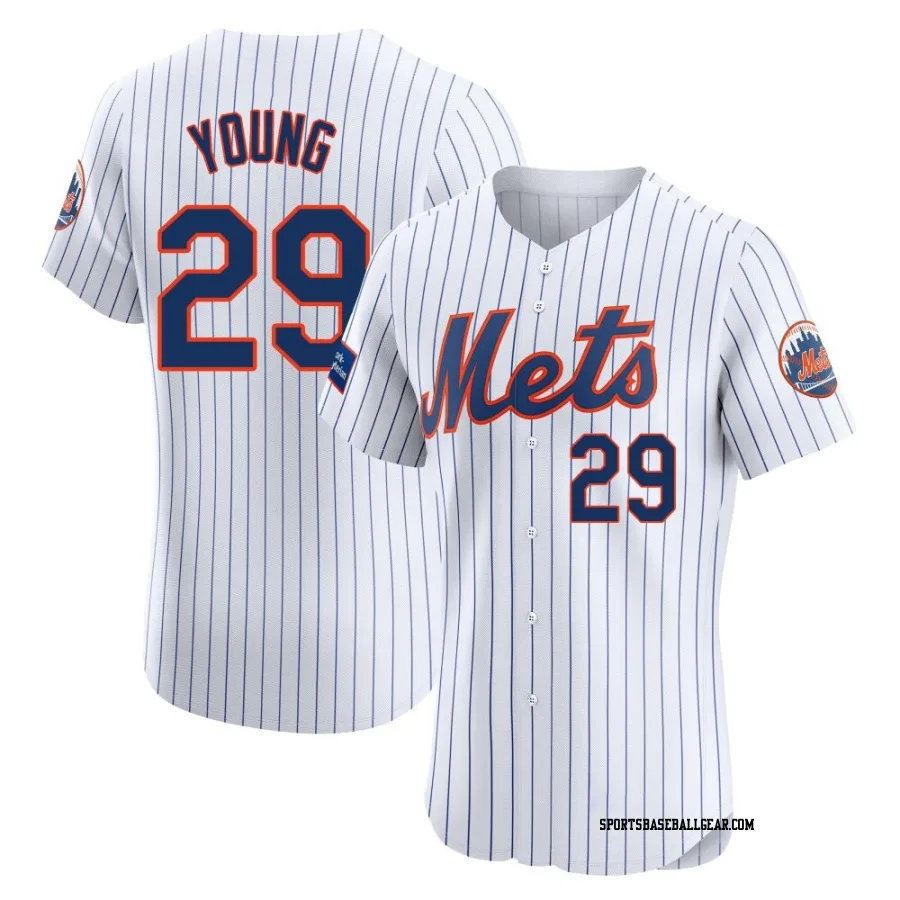 Jared Young Men's New York Mets White Elite Home Patch Jersey