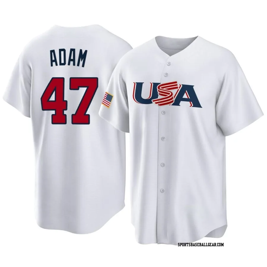 Jason Adam Youth USA Baseball White Replica 2023 World Baseball Classic Jersey