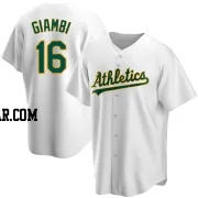 Jason Giambi Men's Oakland Athletics White Replica Home Jersey