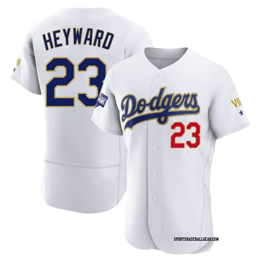 Jason Heyward Men's Los Angeles Dodgers White/Gold Authentic 2021 Gold Program Player Jersey
