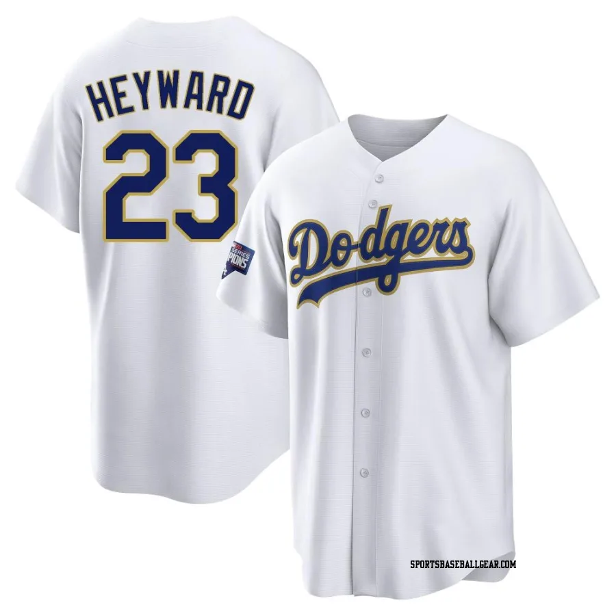 Jason Heyward Men's Los Angeles Dodgers White/Gold Replica 2021 Gold Program Player Jersey