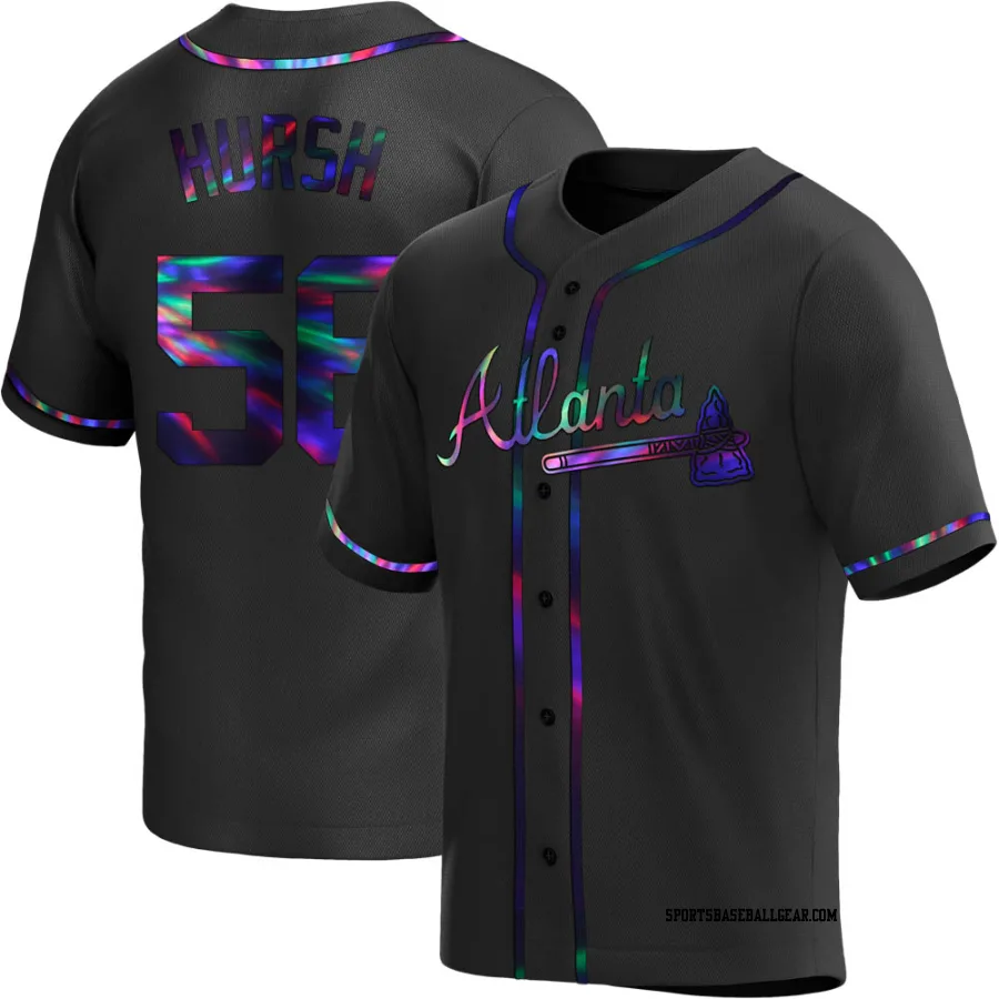 Jason Hursh Men's Atlanta Braves Black Holographic Replica Alternate Jersey