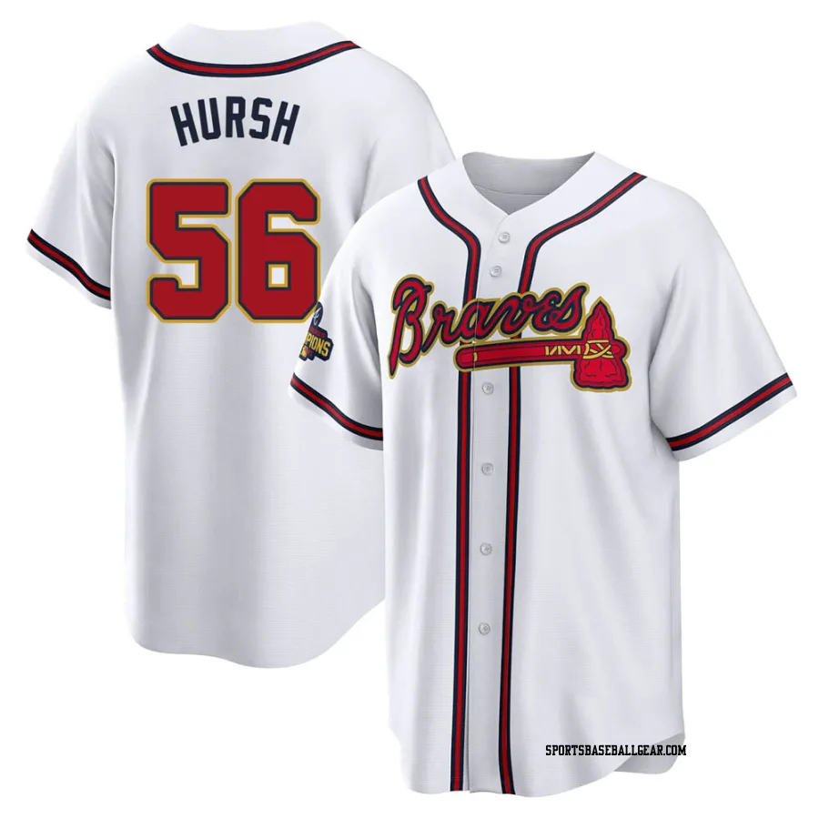 Jason Hursh Youth Atlanta Braves Gold Replica White 2022 Program Jersey