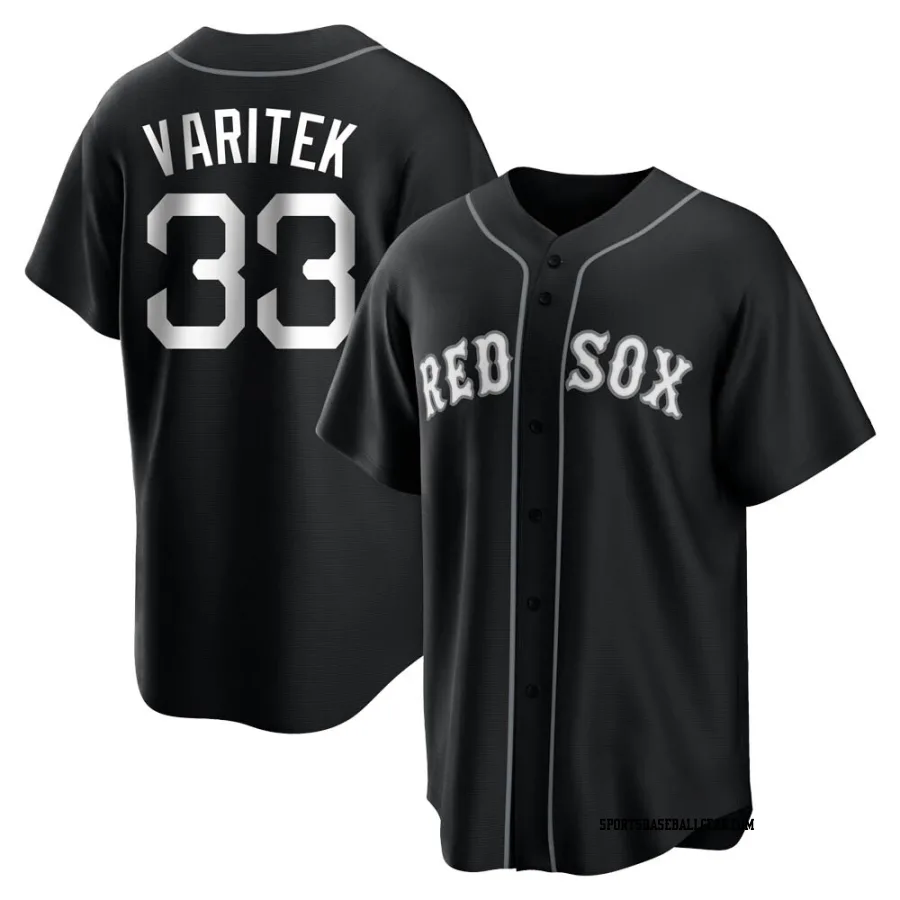 Jason Varitek Men's Boston Red Sox Black/White Replica Jersey