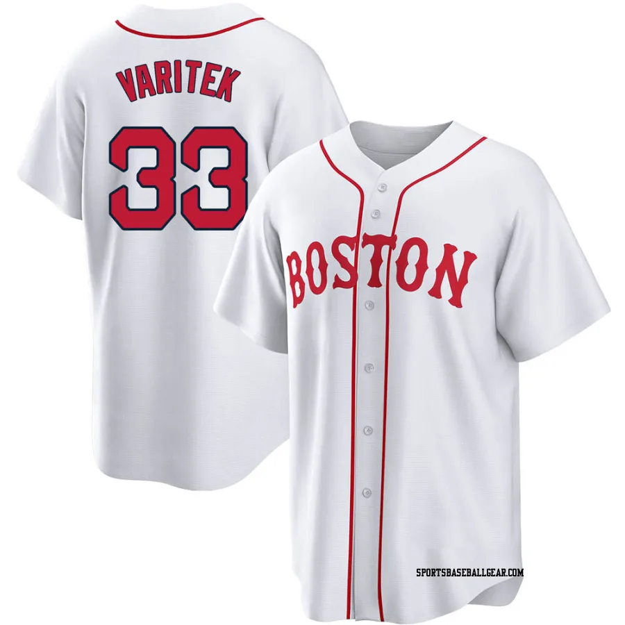Jason Varitek Youth Boston Red Sox White Replica 2021 Patriots' Day Jersey