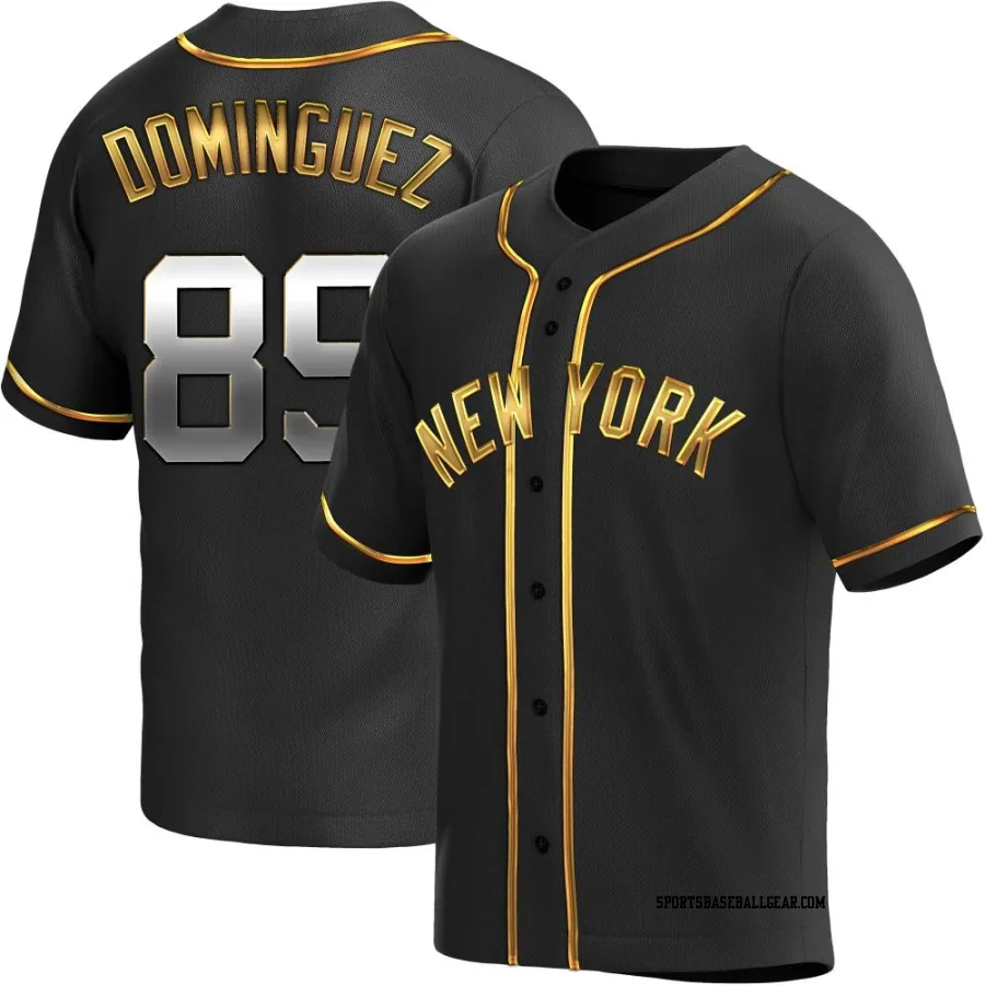 Jasson Dominguez Men's New York Yankees Black Golden Replica Alternate Jersey