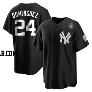 Jasson Dominguez Men's New York Yankees Black/White Replica 2024 World Series Jersey
