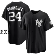 Jasson Dominguez Men's New York Yankees Black/White Replica Jersey