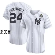 Jasson Dominguez Men's New York Yankees White Elite Home 2024 World Series Jersey