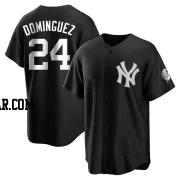 Jasson Dominguez Youth New York Yankees Black/White Replica Jersey