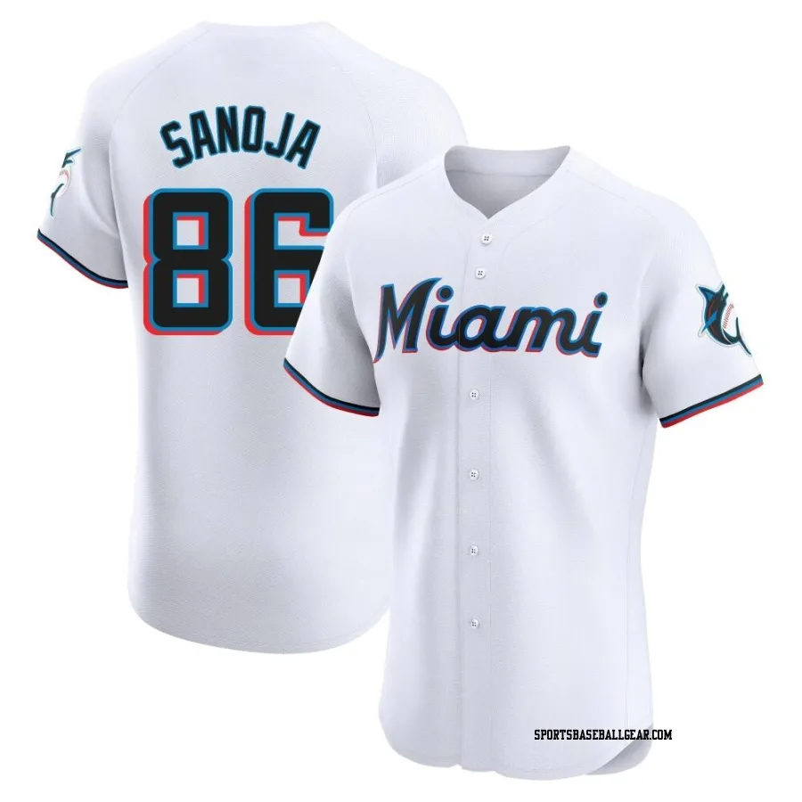 Javier Sanoja Men's Miami Marlins White Elite Home Jersey