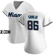 Javier Sanoja Women's Miami Marlins White Replica Home Jersey