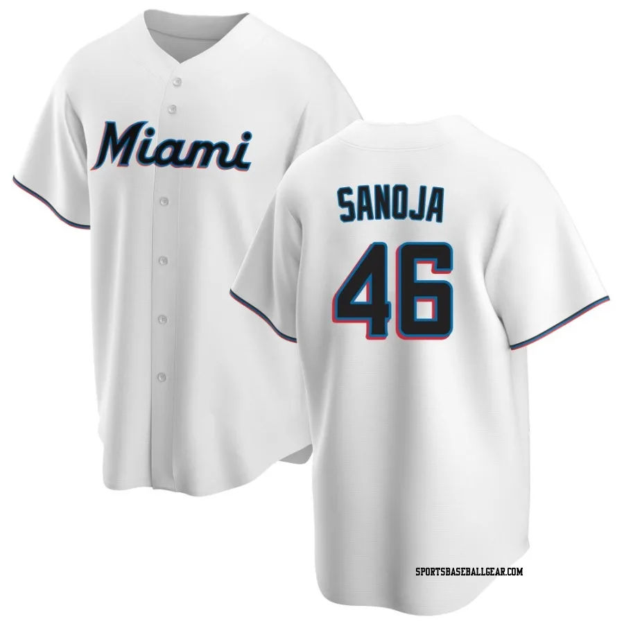 Javier Sanoja Youth Miami Marlins White Replica Home Jersey