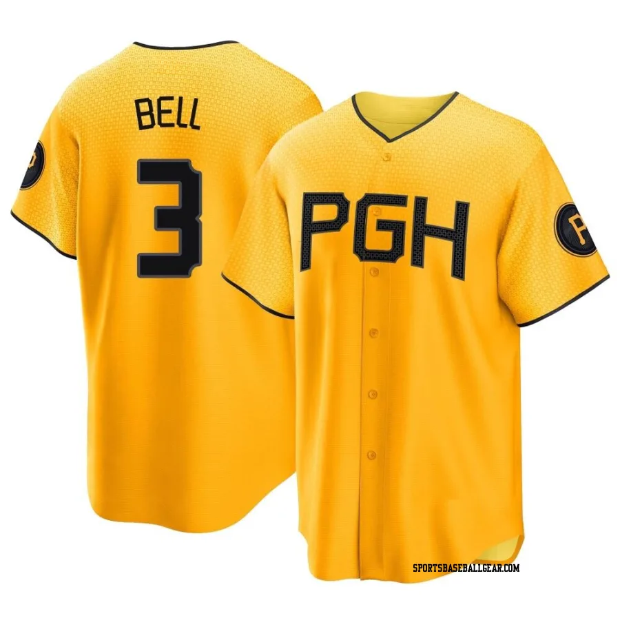 Jay Bell Men's Pittsburgh Pirates Gold Replica 2023 City Connect Jersey