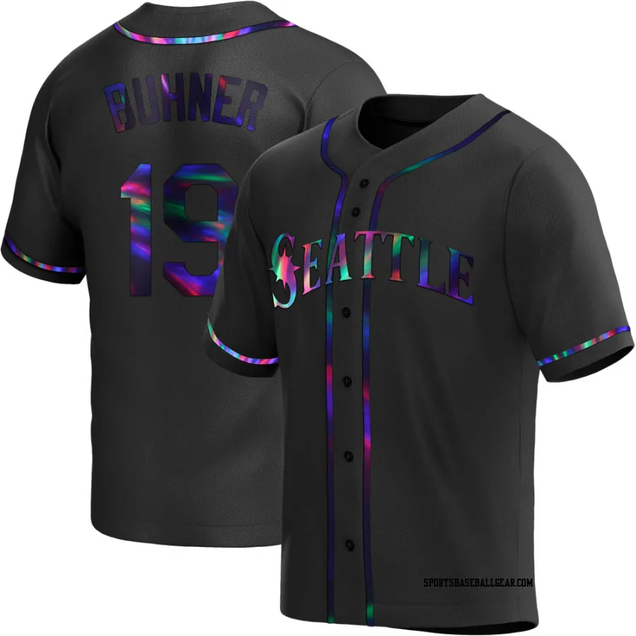 Jay Buhner Men's Seattle Mariners Black Holographic Replica Alternate Jersey